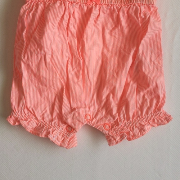 child of mine neon peach striped cotton romper playsuit 0-3 months baby girl - Picture 3 of 6